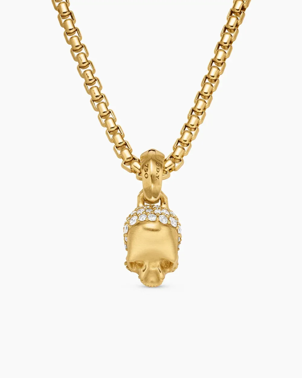 Skull Amulet Full Pavé Diamonds and 18K Yellow Gold, 14mm