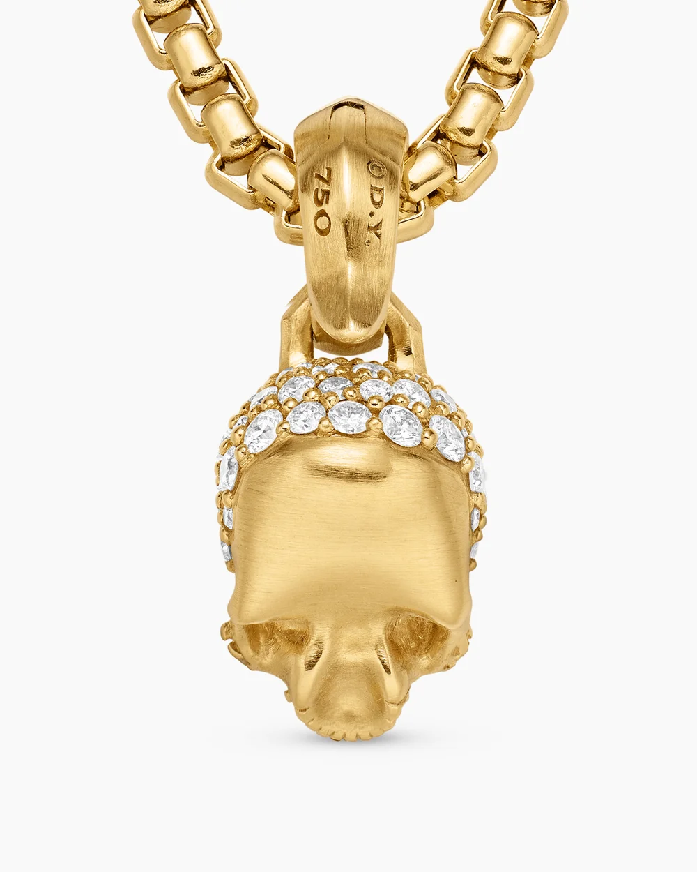 Skull Amulet Full Pavé Diamonds and 18K Yellow Gold, 14mm