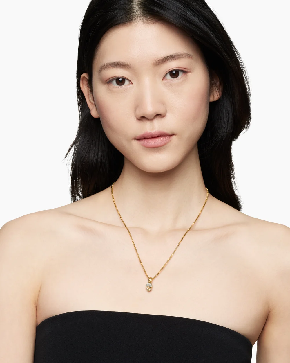 Skull Amulet Full Pavé Diamonds and 18K Yellow Gold, 14mm