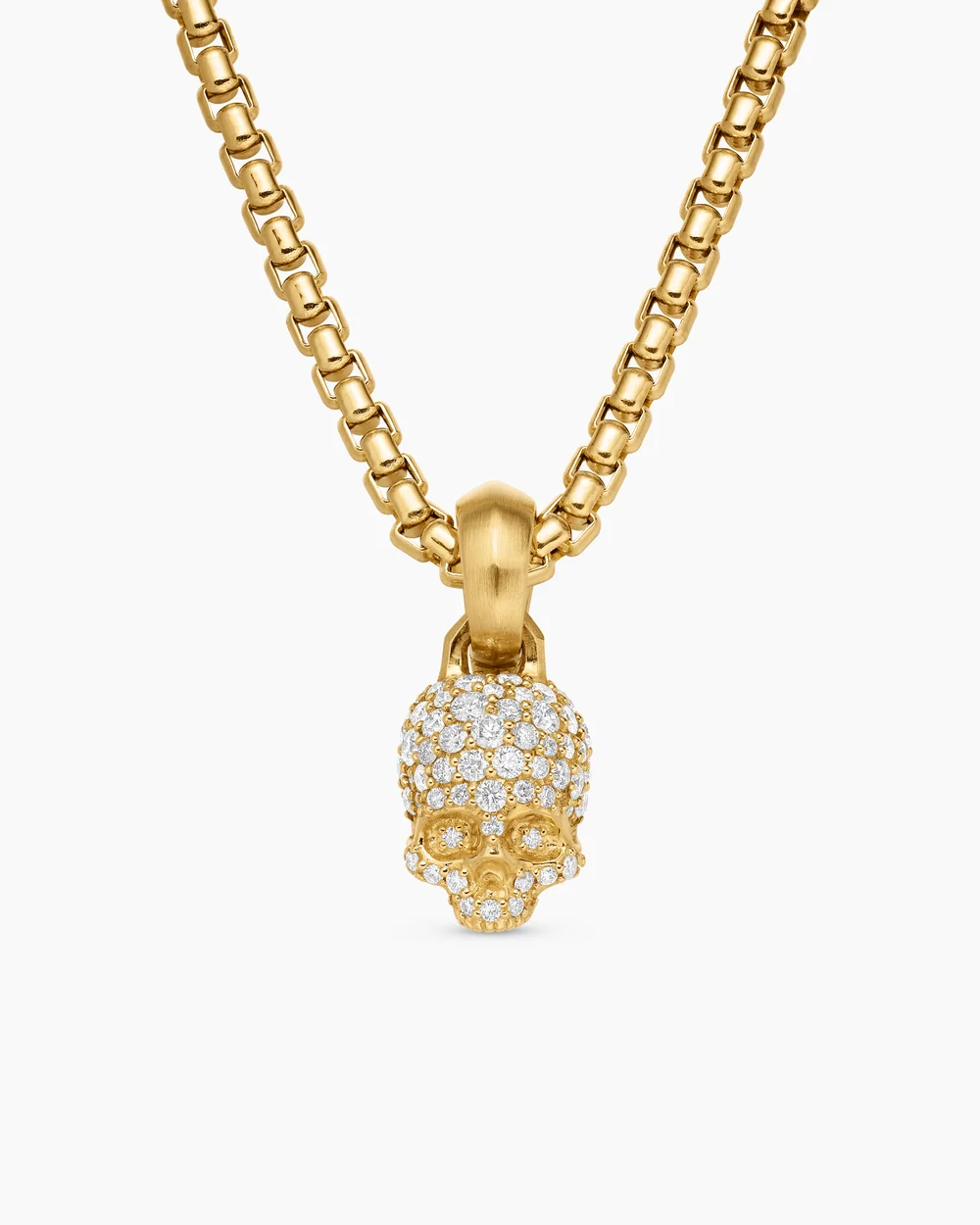 Skull Amulet Full Pavé Diamonds and 18K Yellow Gold, 14mm