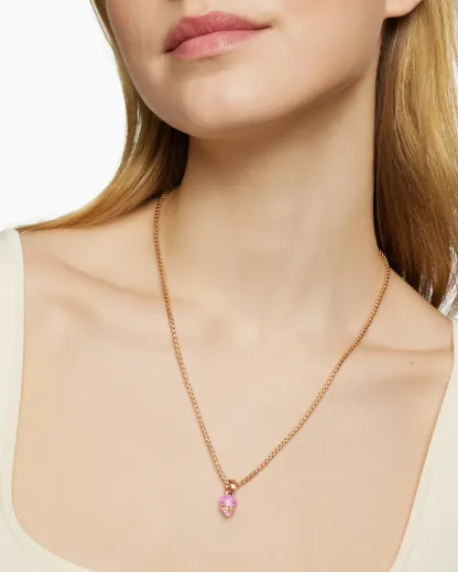 Skull Amulet Full Pavé Pink Sapphires and 18K Rose Gold, 14mm