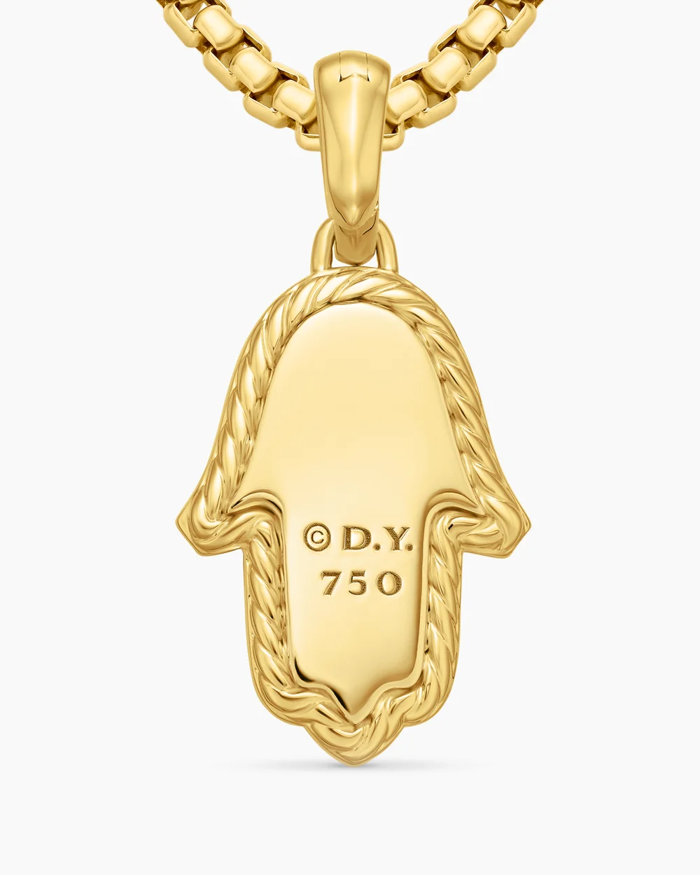 Hamsa Amulet 18K Yellow Gold with Pavé Diamonds and Blue Sapphire, 24.6mm