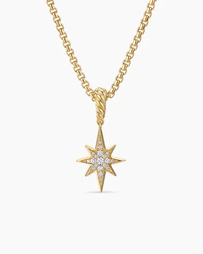 North Star Amulet 18K Yellow Gold with Diamonds, 15mm
