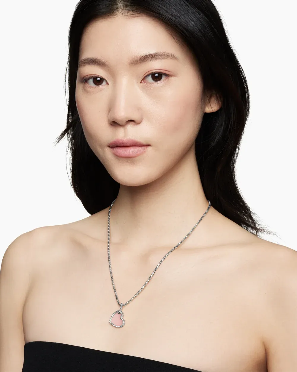 DY Elements® Heart Amulet Sterling Silver with Pink Opal and Diamonds