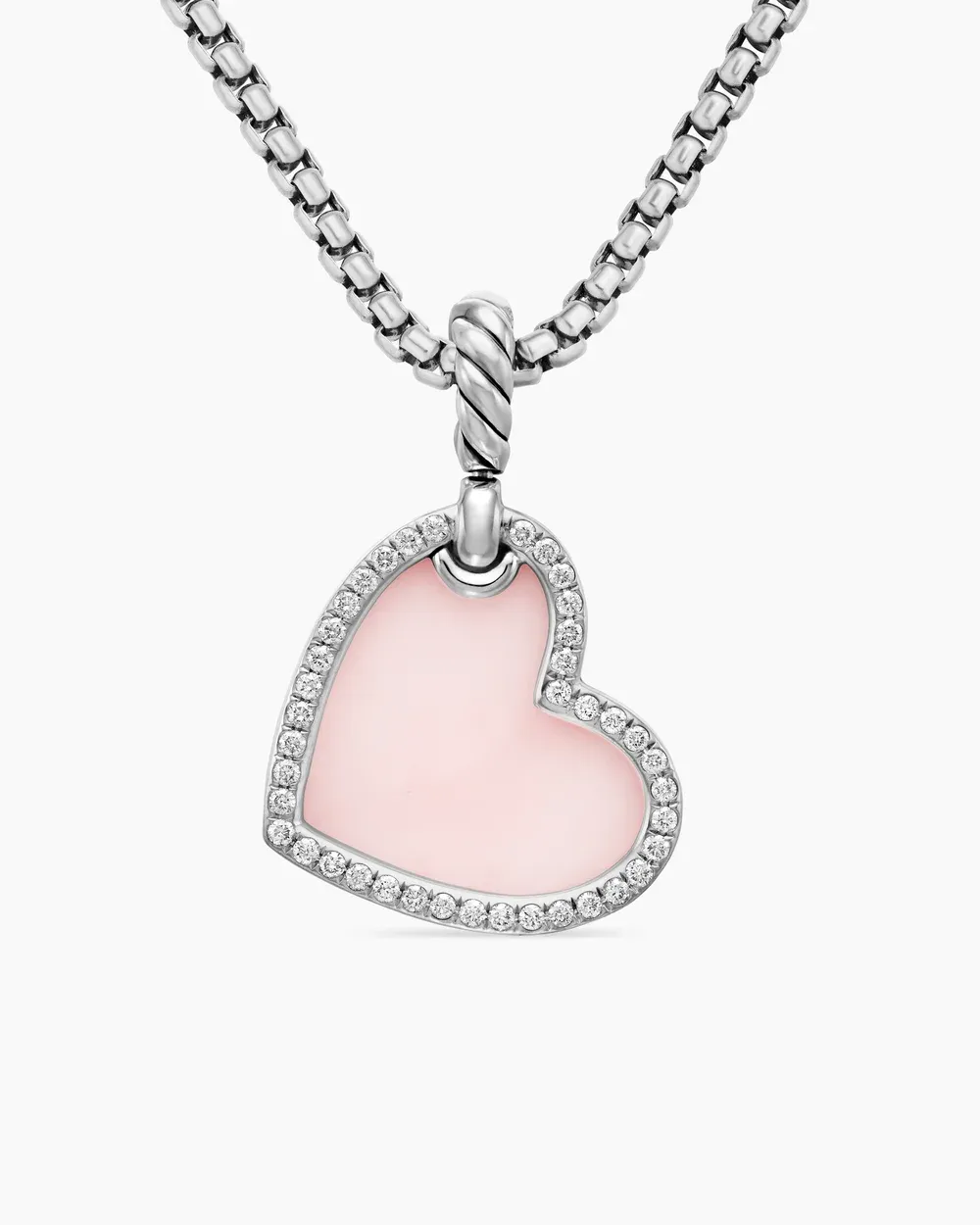 DY Elements® Heart Amulet Sterling Silver with Pink Opal and Diamonds