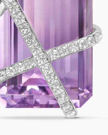 Cable Wrap Amulet Sterling Silver with Lavender Amethyst and Diamonds, 32mm