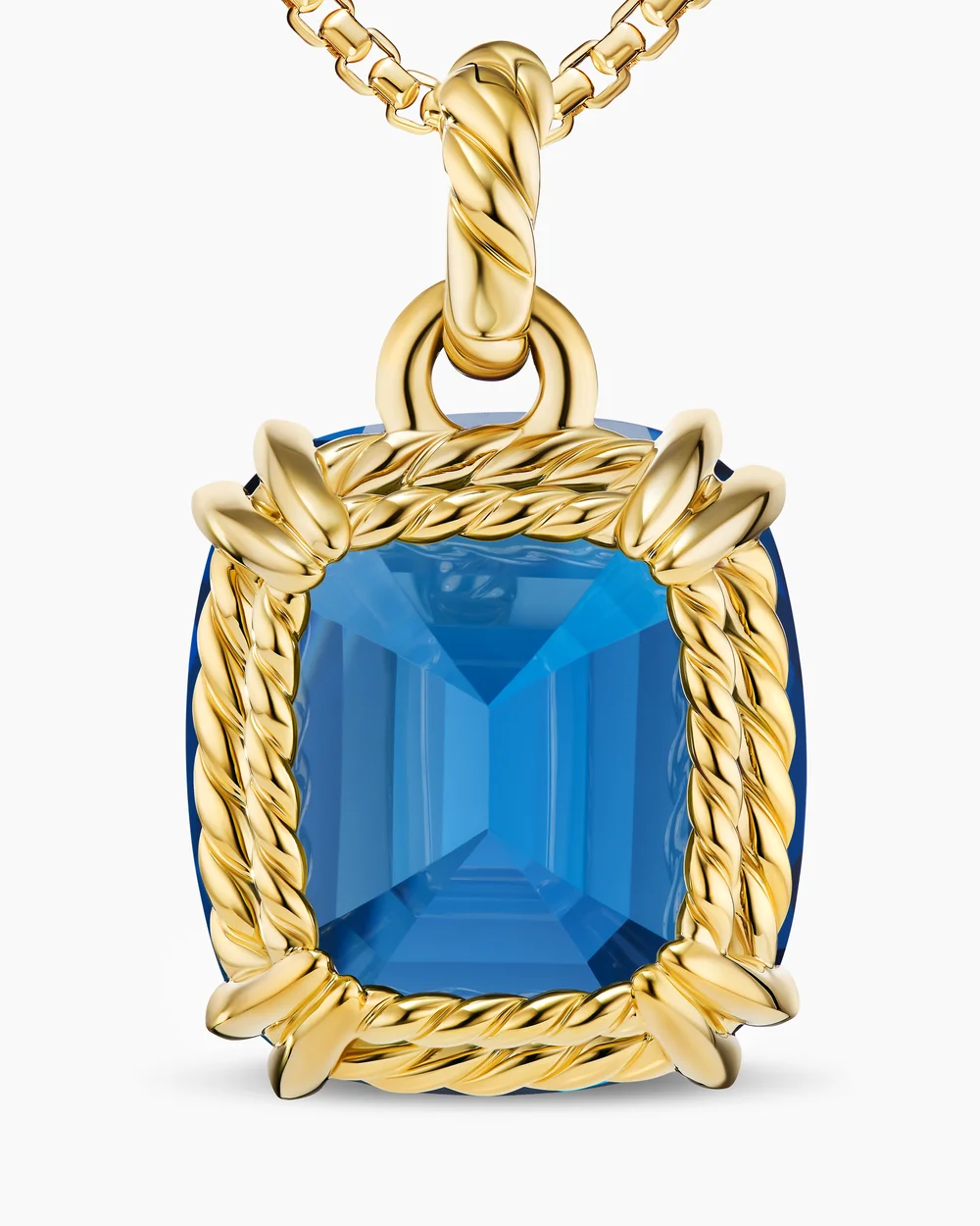 Marbella Pendant 18K Yellow Gold with Hampton Blue Topaz, 22mm