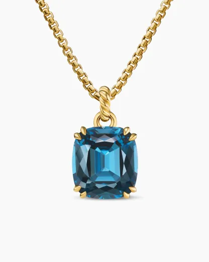 Marbella Pendant 18K Yellow Gold with Hampton Blue Topaz, 22mm