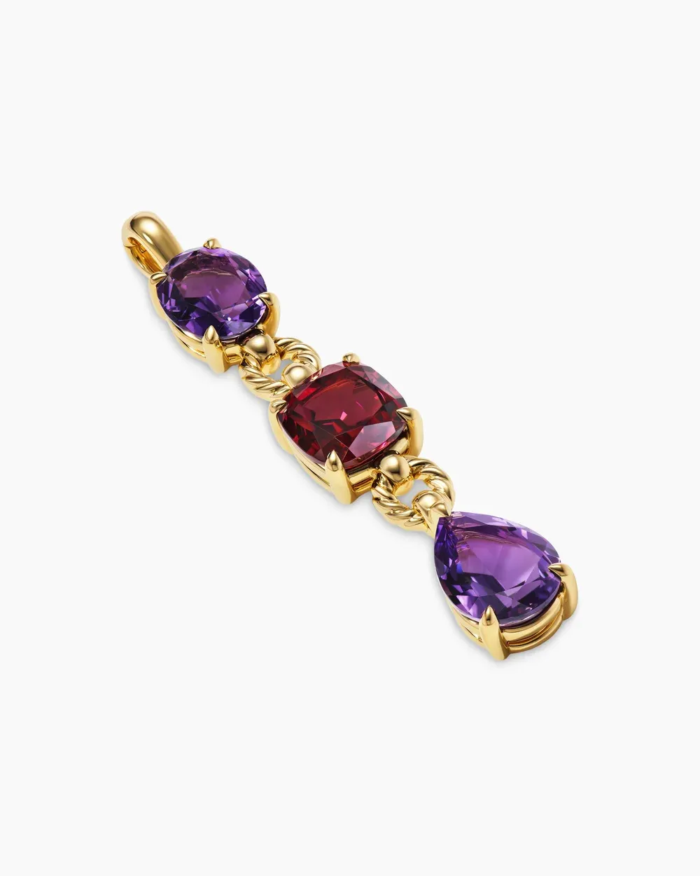 Marbella Y Pendant 18K Yellow Gold with Amethyst and Rhodolite Garnet, 57.8mm