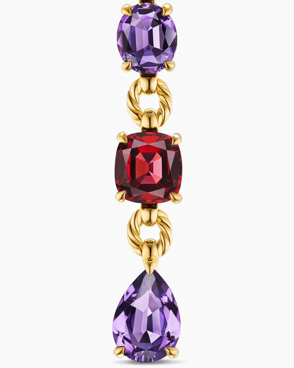 Marbella Y Pendant 18K Yellow Gold with Amethyst and Rhodolite Garnet, 57.8mm