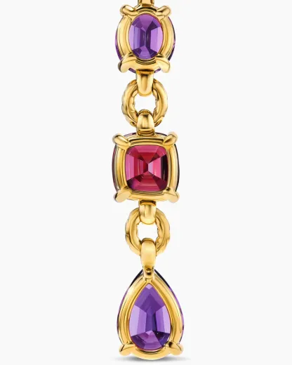 Marbella Y Pendant 18K Yellow Gold with Amethyst and Rhodolite Garnet, 57.8mm