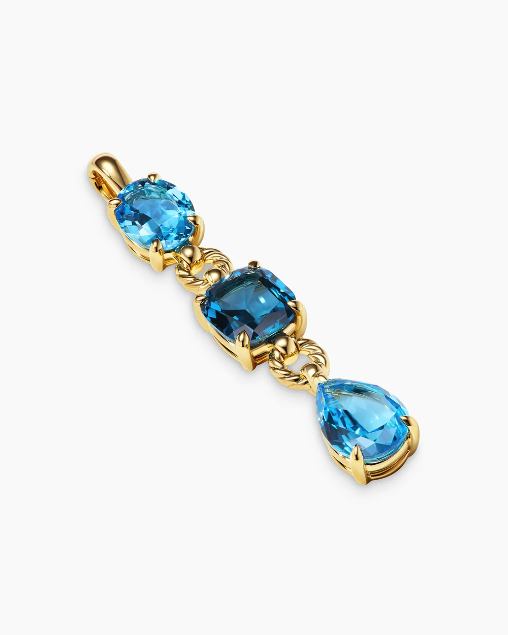 Marbella Y Pendant 18K Yellow Gold with Blue Topaz and Hampton Blue Topaz, 57.8mm