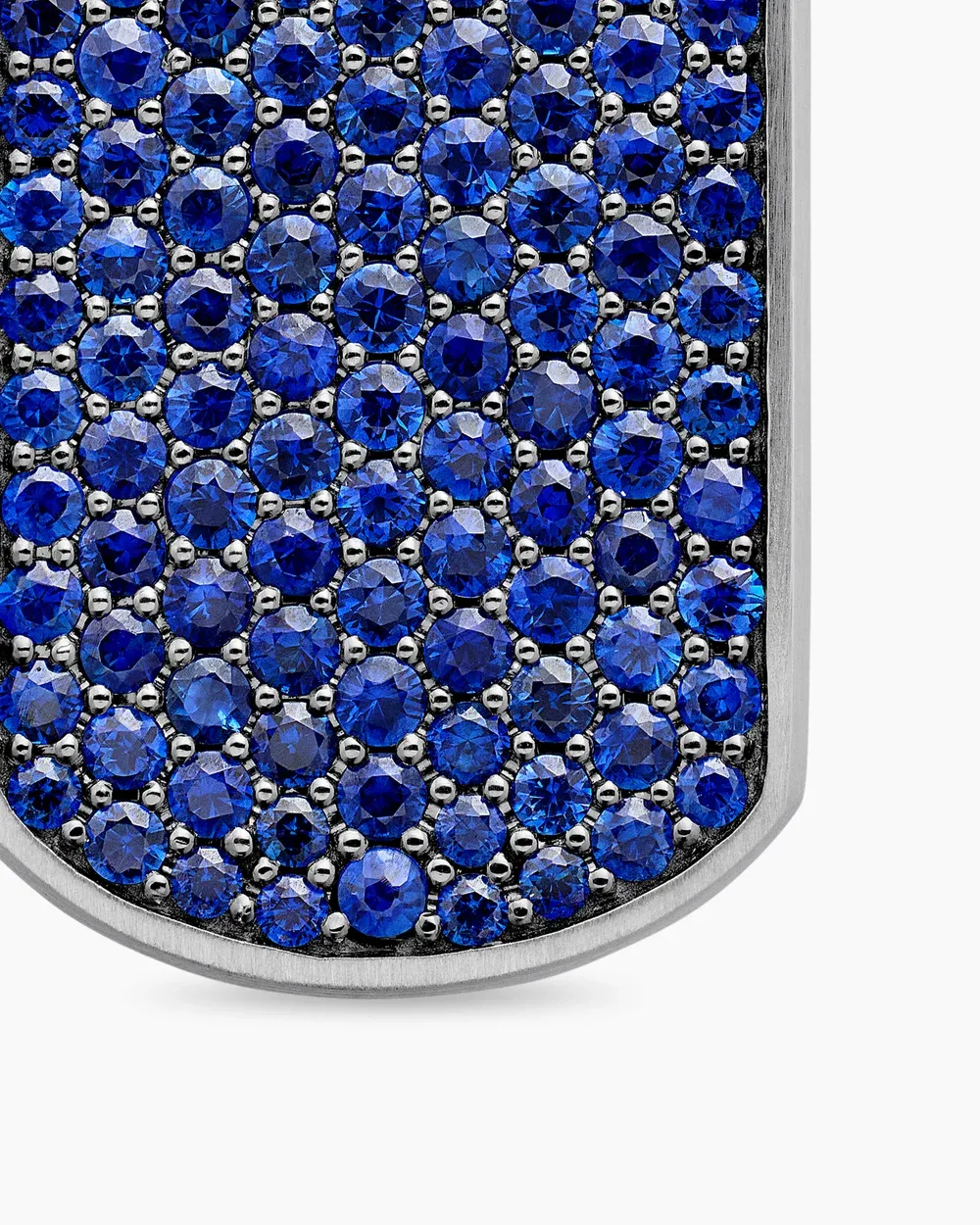 Chevron Tag Sterling Silver with Sapphires, 27mm