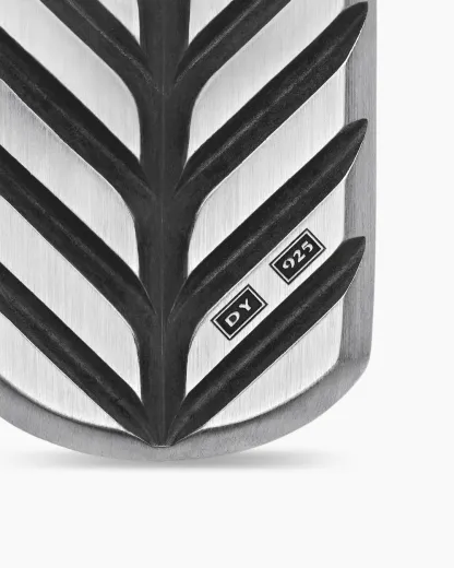 Chevron Tag Sterling Silver with Sapphires, 27mm