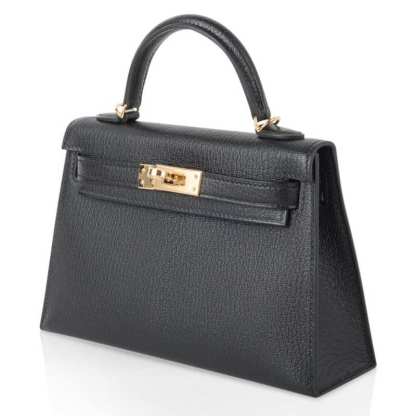 Kelly 20 Mini Kelly II Sellier Bag Black Chevre Gold Hardware Limited Edition