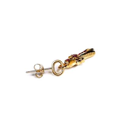 22K GOLD BABY CROSS CHARM EARRINGS WITH RUBIES
