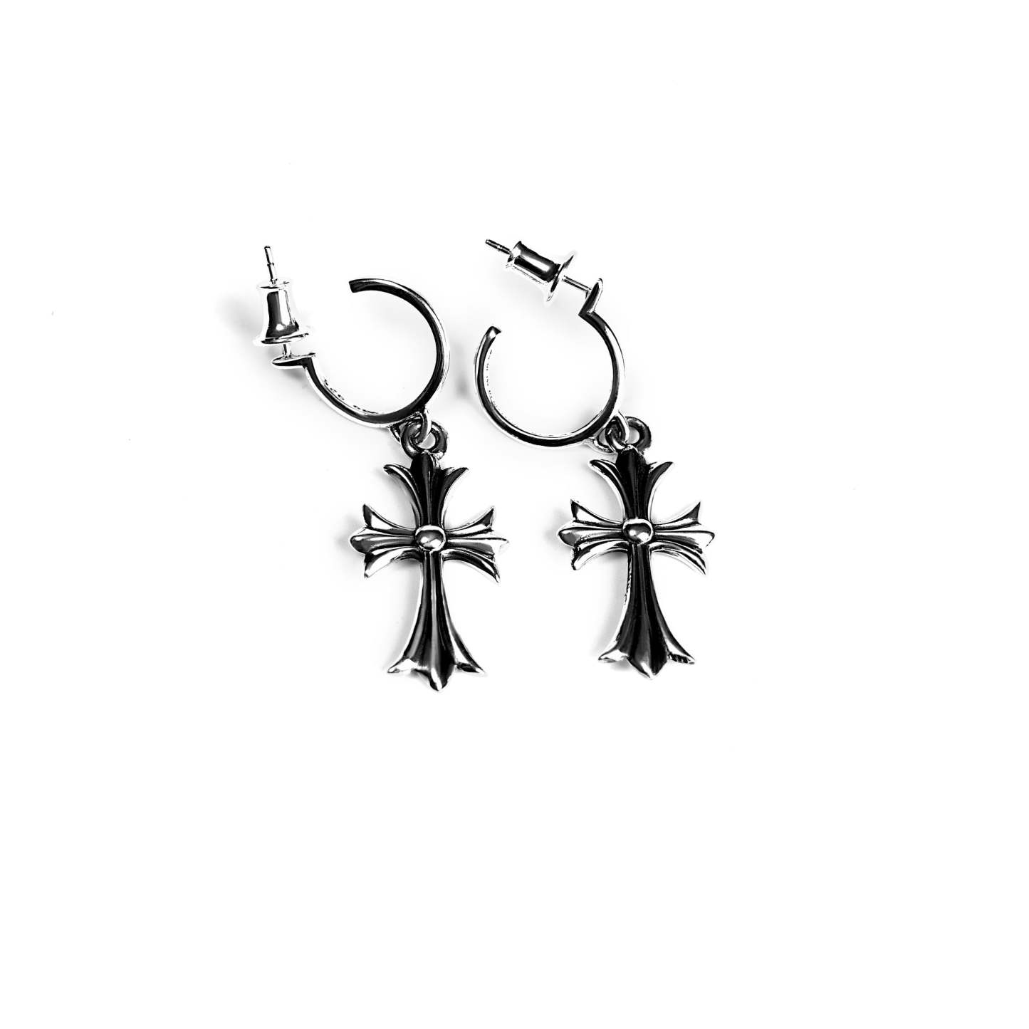 TINY CROSS HOOP EARRING