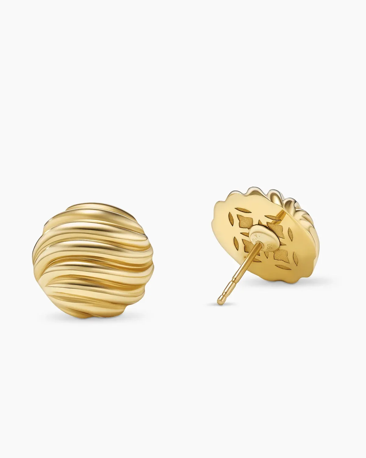 Sculpted Cable Stud Earrings 18K Yellow Gold, 14mm