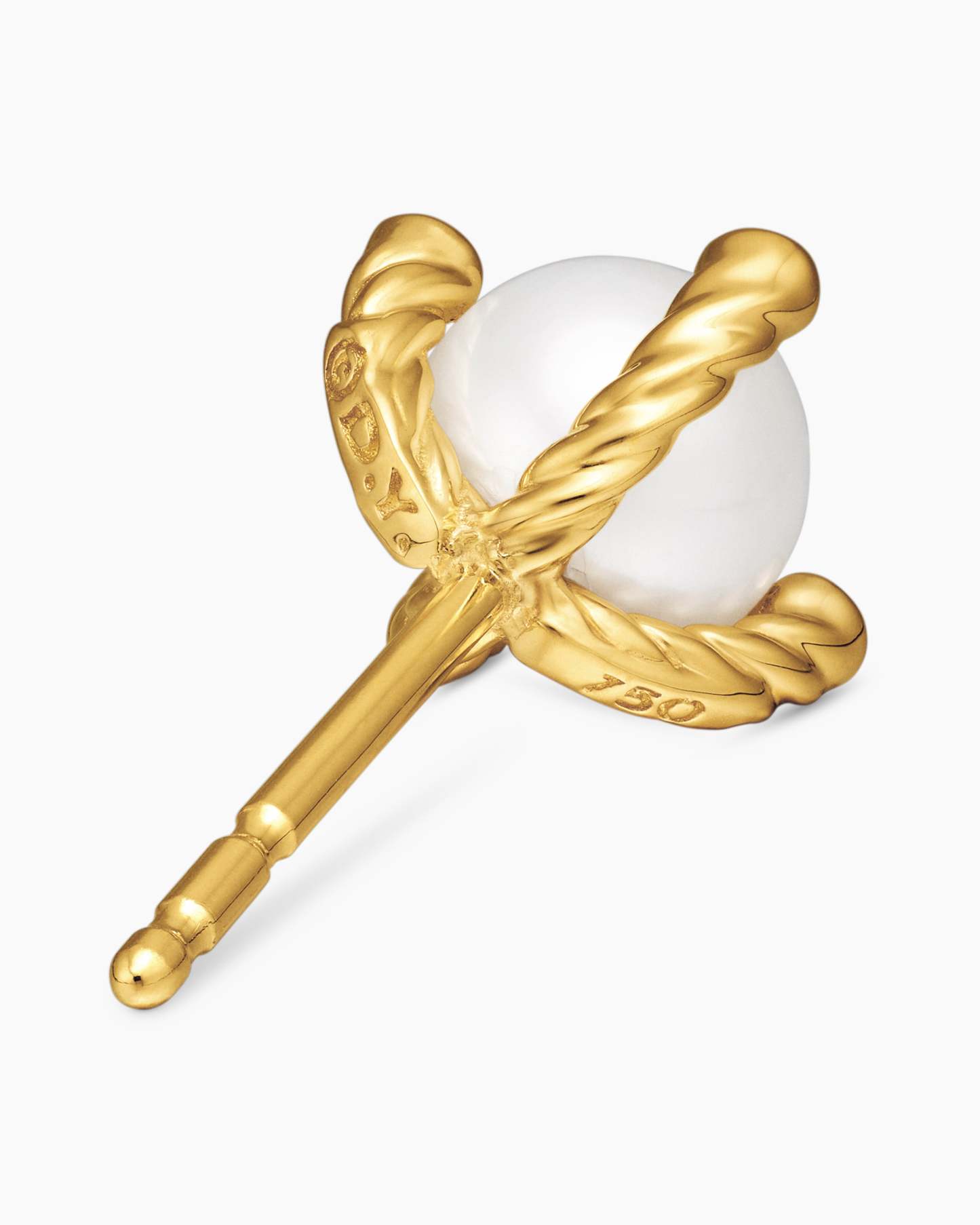 Pearl Stud Earrings 18K Yellow Gold with Pearls and Diamonds, 7.4mm