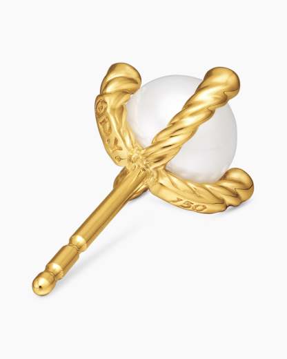 Pearl Stud Earrings 18K Yellow Gold with Pearls and Diamonds, 7.4mm