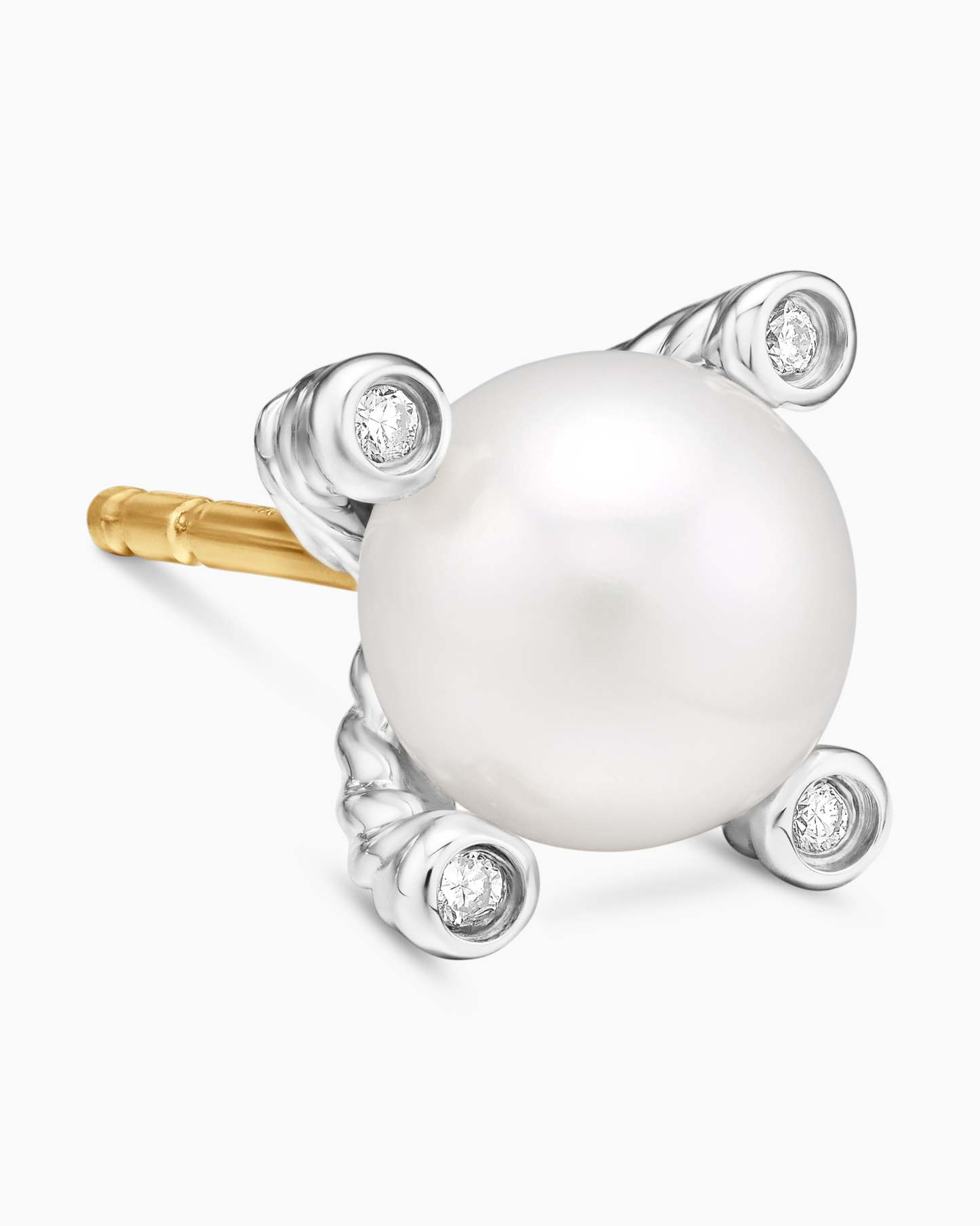 Pearl and Pavé Solari Drop Earrings Sterling Silver with Pearls and Diamonds, 18.4mm