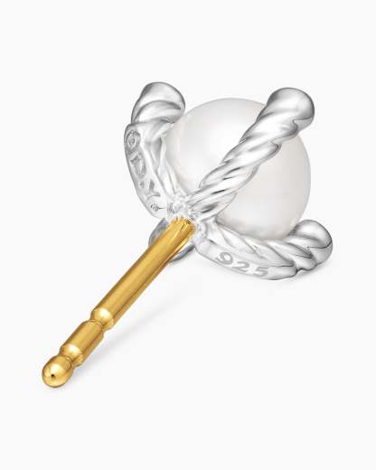 Pearl and Pavé Solari Drop Earrings Sterling Silver with Pearls and Diamonds, 18.4mm