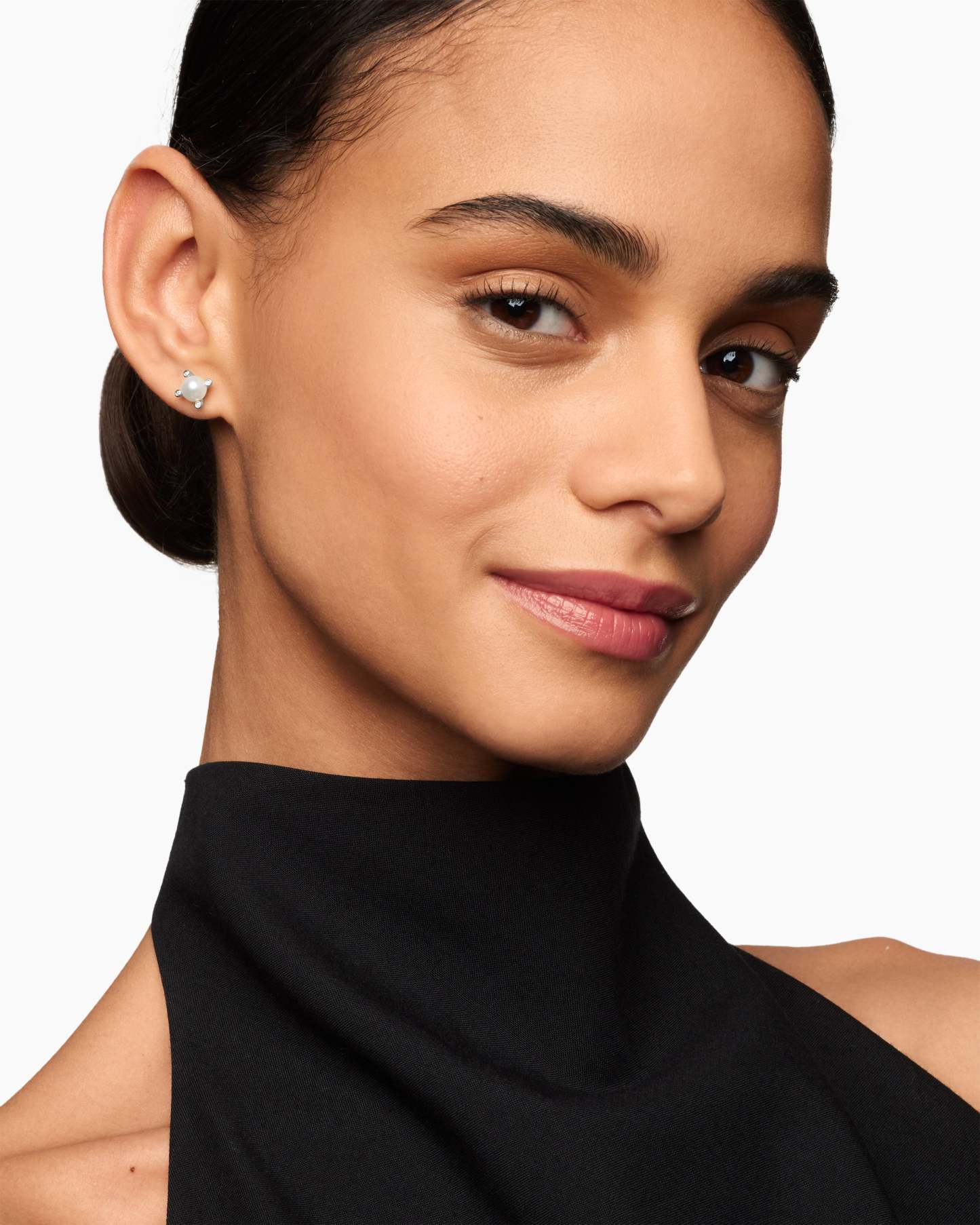 Pearl and Pavé Solari Drop Earrings Sterling Silver with Pearls and Diamonds, 18.4mm