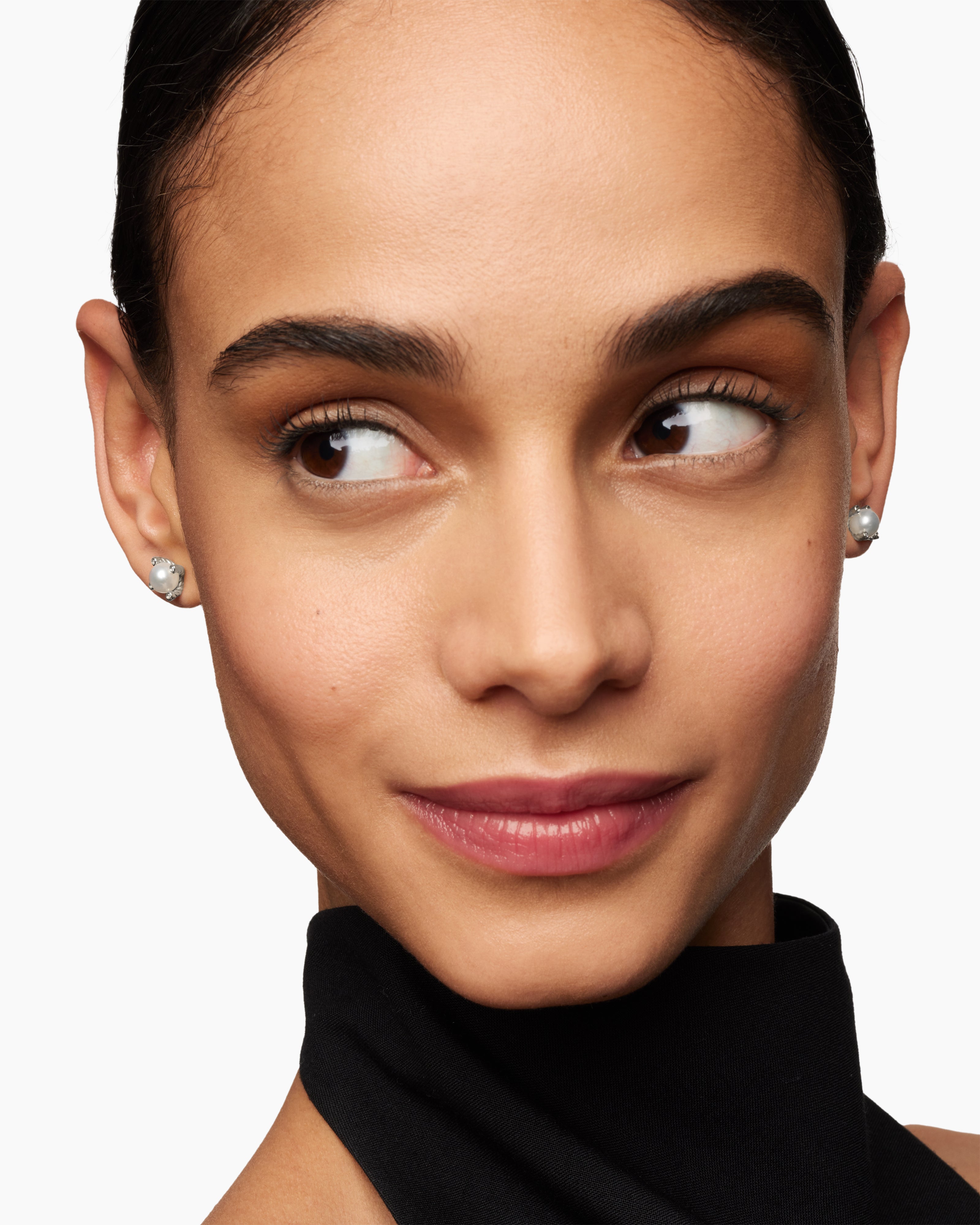 Pearl and Pavé Solari Drop Earrings Sterling Silver with Pearls and Diamonds, 18.4mm