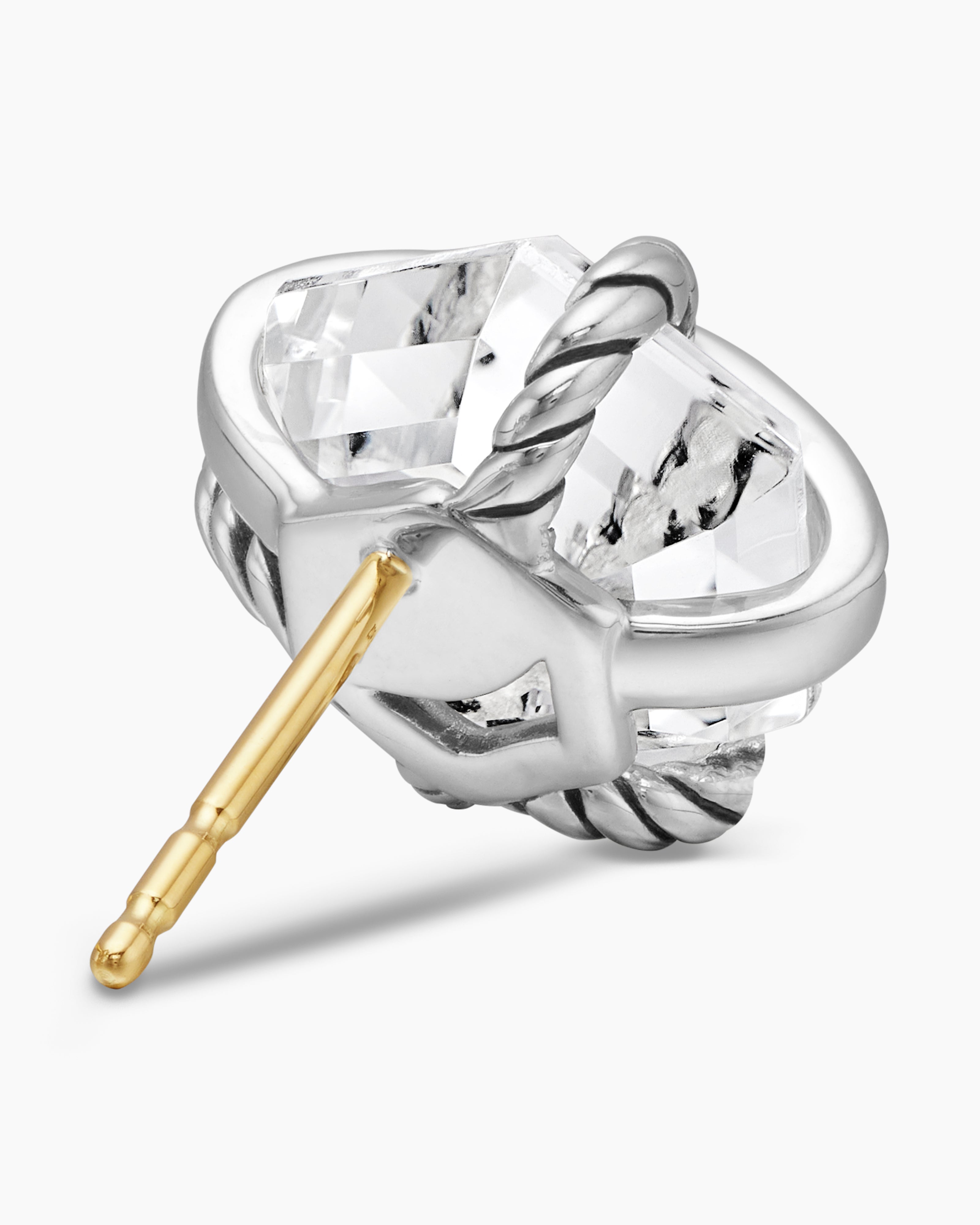 Cable Wrap Stud Earrings Sterling Silver with Crystal and Diamonds, 11mm