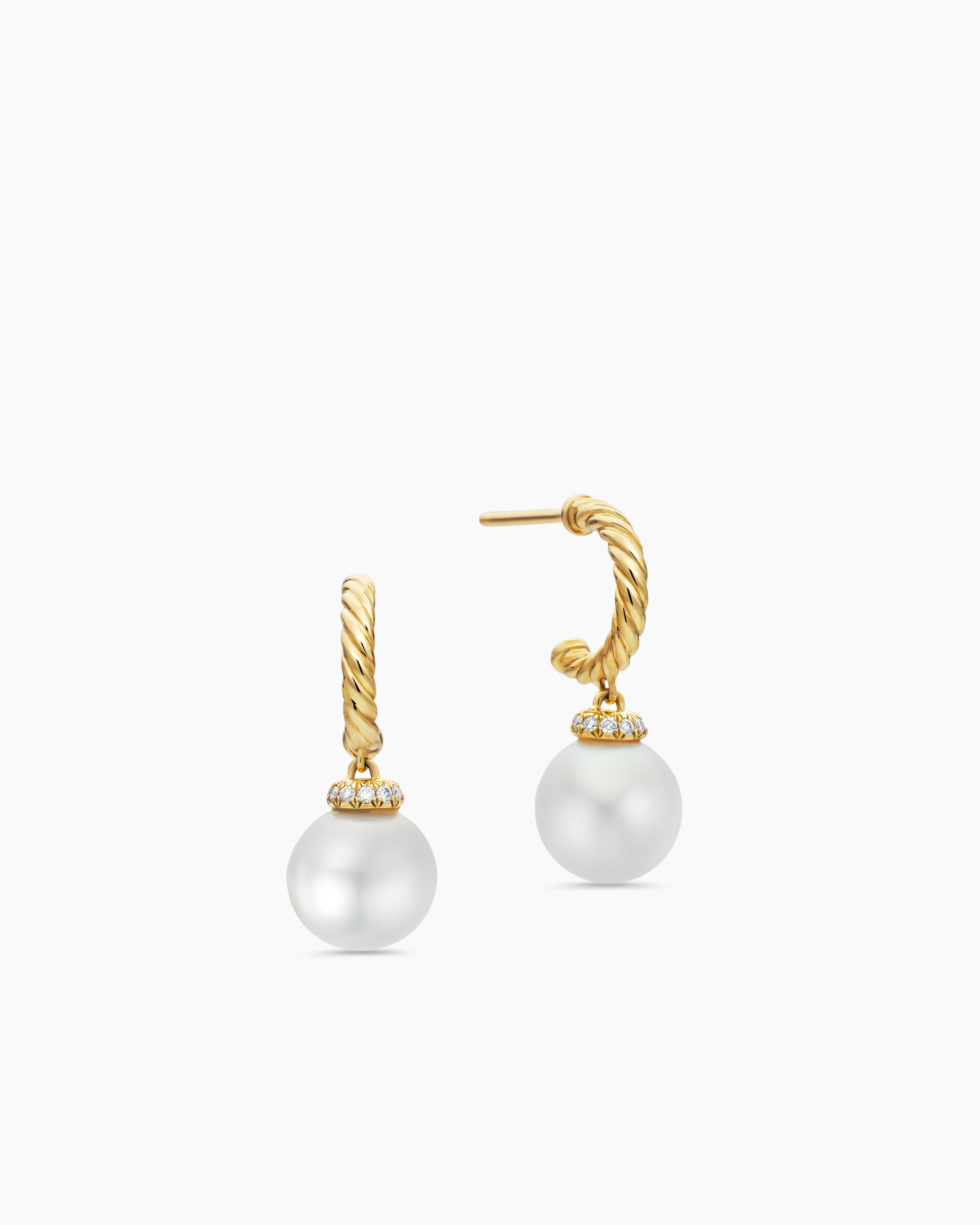 Solari Drop Earrings 18K Yellow Gold with Pearls and Diamonds, 22mm