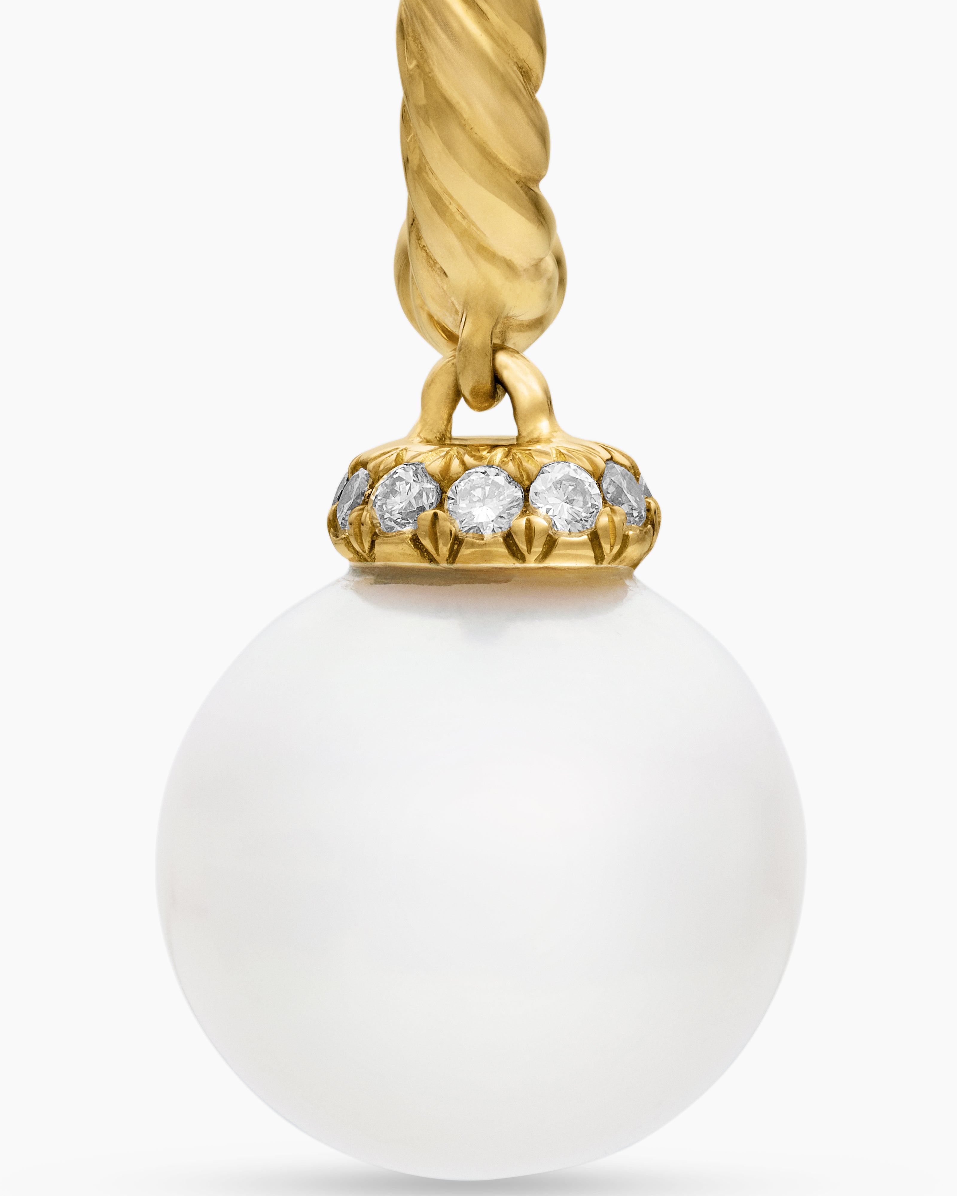 Solari Drop Earrings 18K Yellow Gold with Pearls and Diamonds, 22mm