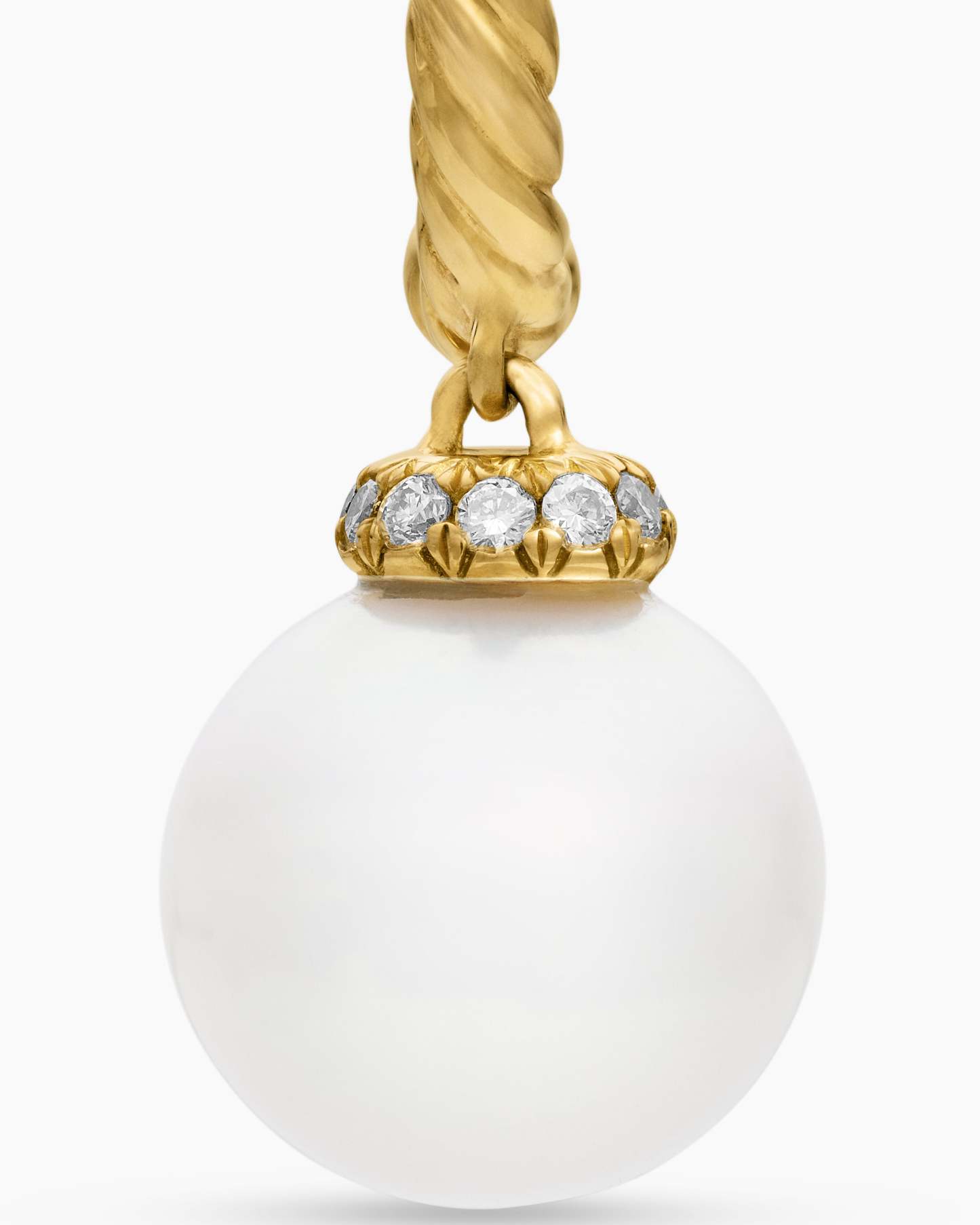 Solari Drop Earrings 18K Yellow Gold with Pearls and Diamonds, 22mm