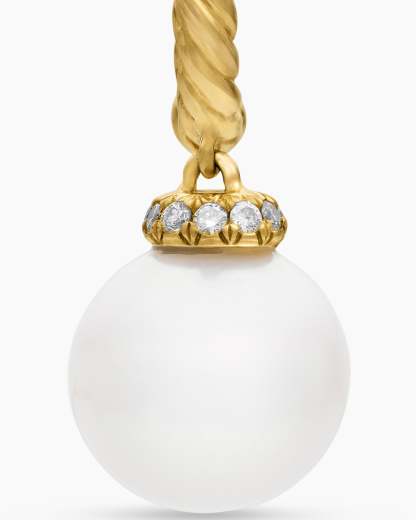 Solari Drop Earrings 18K Yellow Gold with Pearls and Diamonds, 22mm