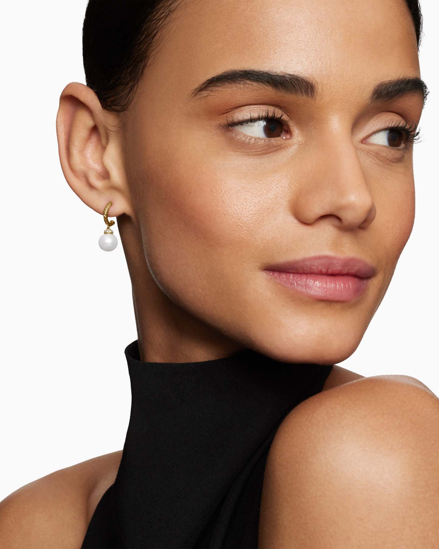 Solari Drop Earrings 18K Yellow Gold with Pearls and Diamonds, 22mm