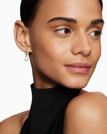 Solari Drop Earrings 18K Yellow Gold with Pearls and Diamonds, 22mm