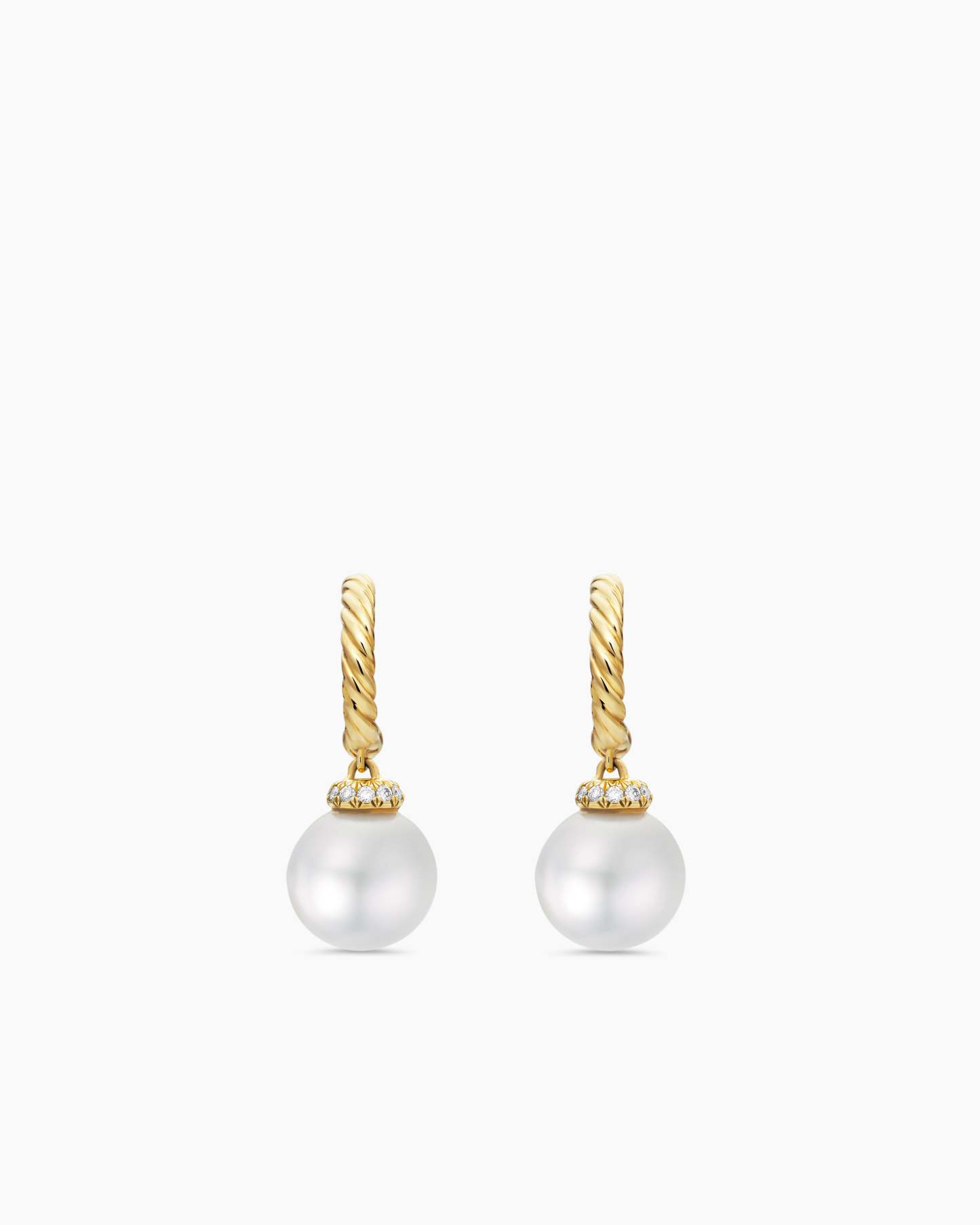 Solari Drop Earrings 18K Yellow Gold with Pearls and Diamonds, 22mm