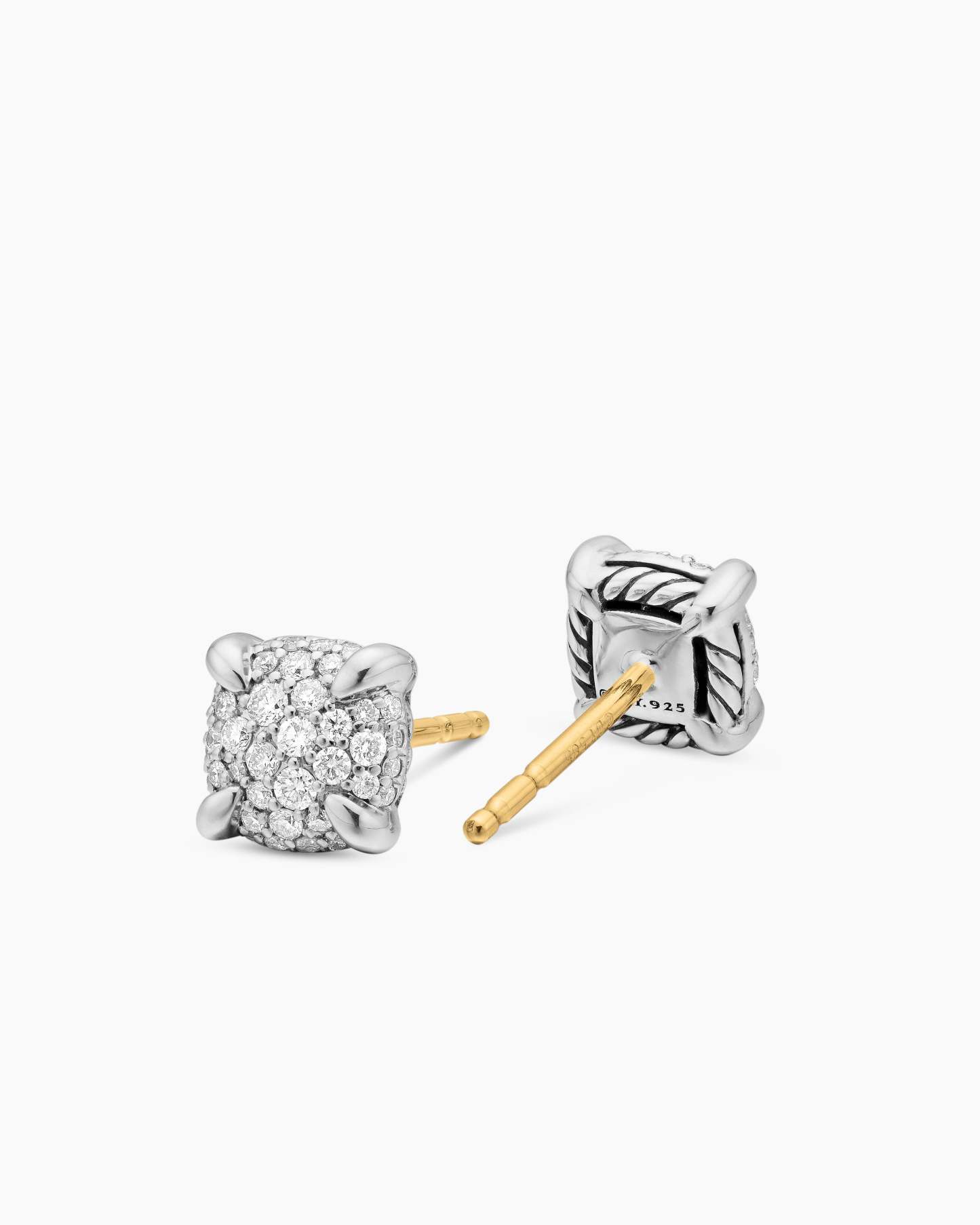 Petite Chatelaine® Stud Earrings Sterling Silver with Pavé Diamonds, 9mm