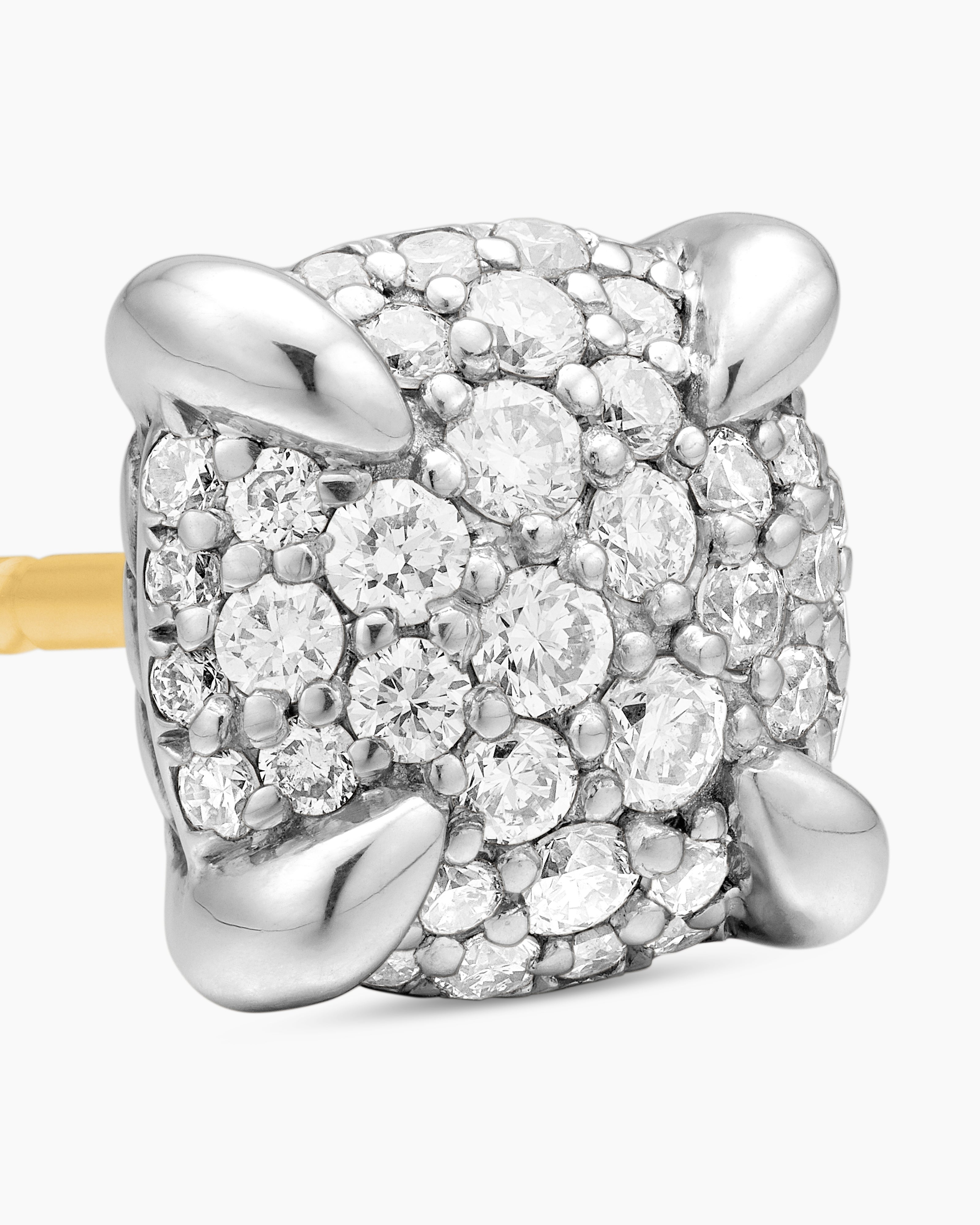 Petite Chatelaine® Stud Earrings Sterling Silver with Pavé Diamonds, 9mm