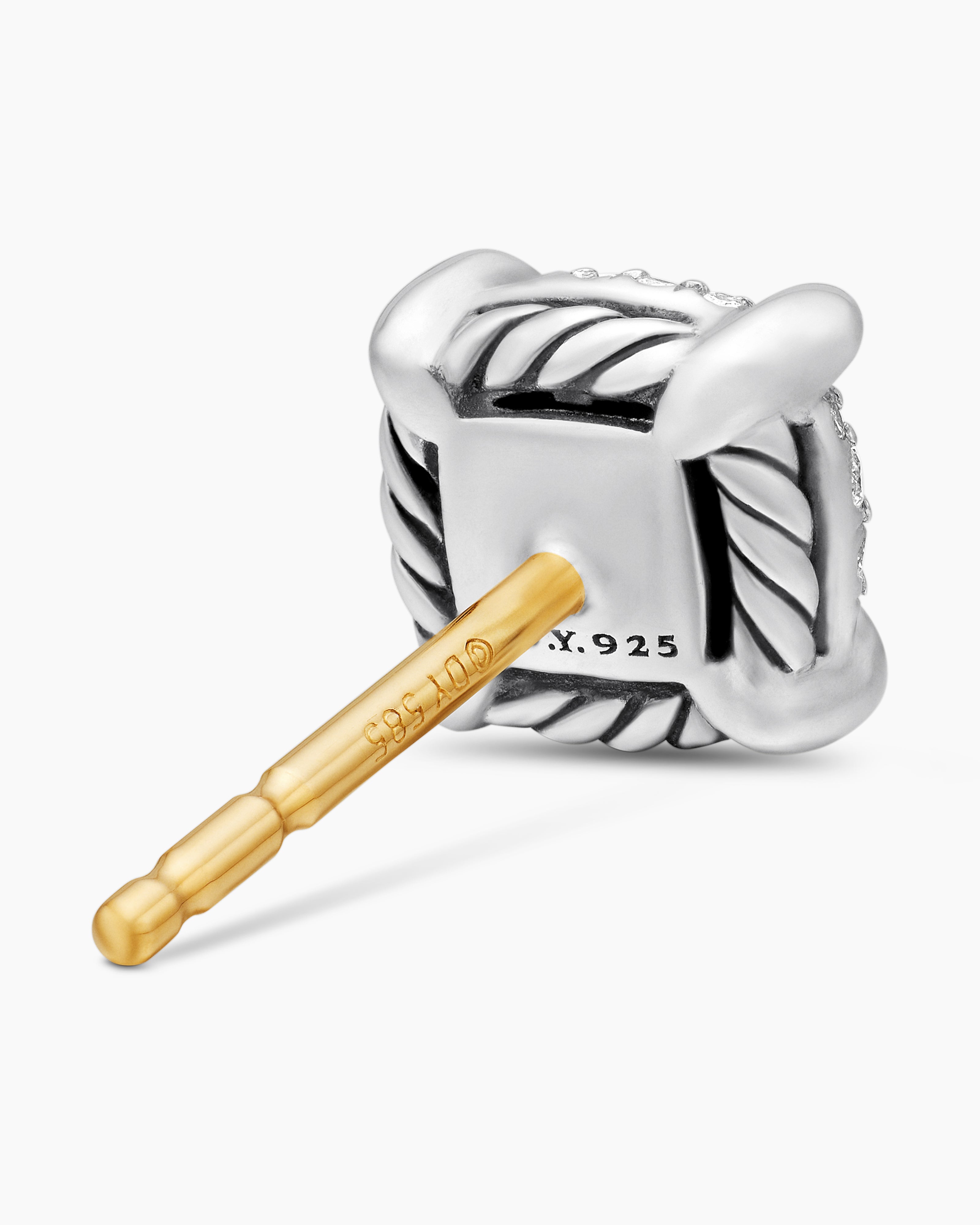 Petite Chatelaine® Stud Earrings Sterling Silver with Pavé Diamonds, 9mm