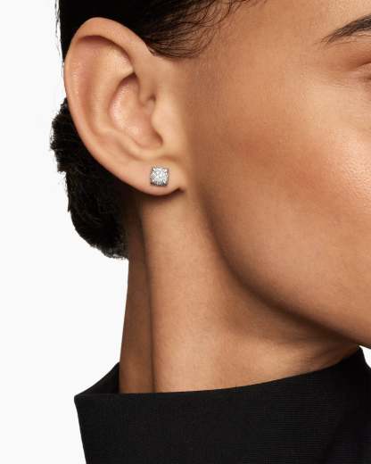 Petite Chatelaine® Stud Earrings Sterling Silver with Pavé Diamonds, 9mm