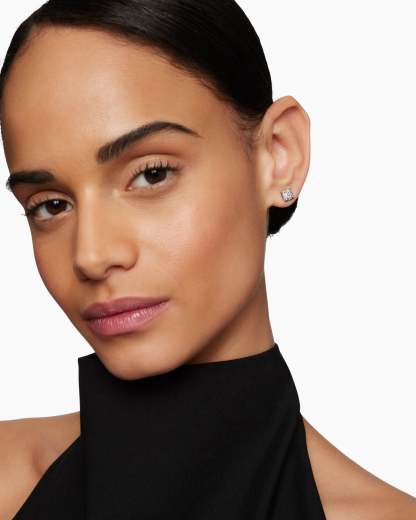 Petite Chatelaine® Stud Earrings Sterling Silver with Pavé Diamonds, 9mm