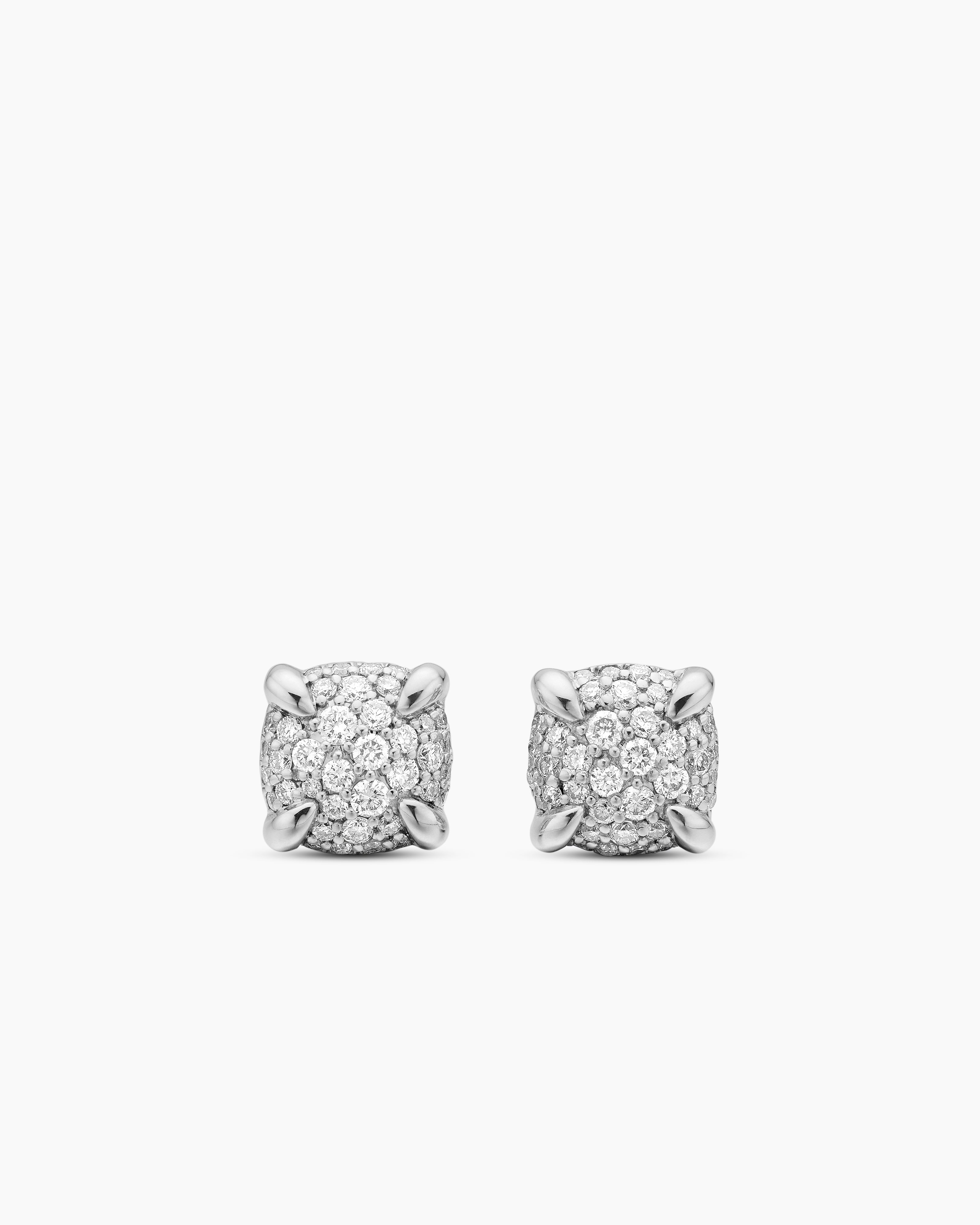 Petite Chatelaine® Stud Earrings Sterling Silver with Pavé Diamonds, 9mm