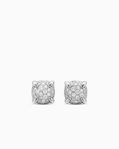 Petite Chatelaine® Stud Earrings Sterling Silver with Pavé Diamonds, 9mm