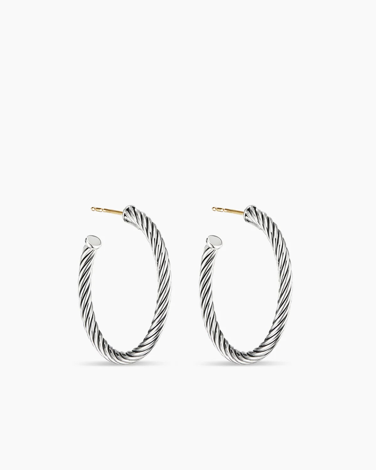 Cable Hoop Earrings Sterling Silver, 1in