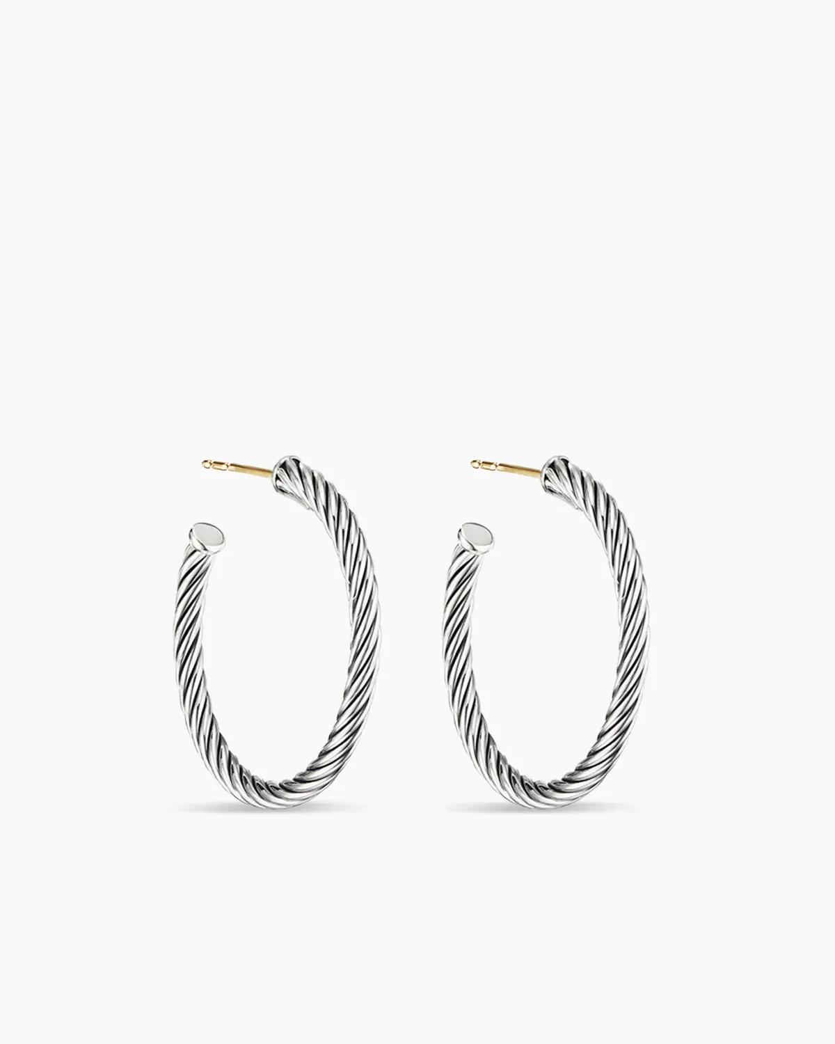 Cable Hoop Earrings Sterling Silver, 1in