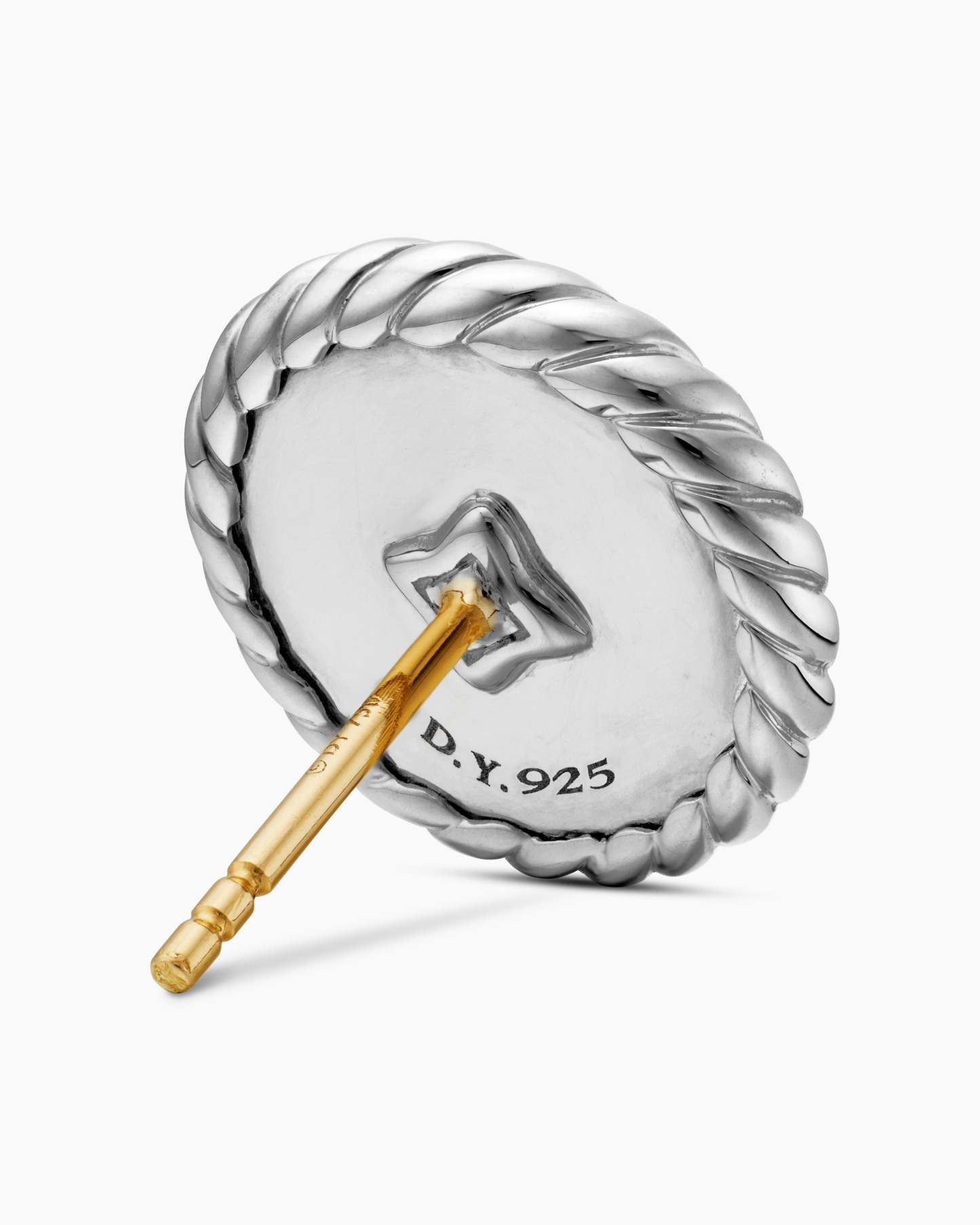 DY Elements® Button Stud Earrings Sterling Silver with Diamonds,8.6mm