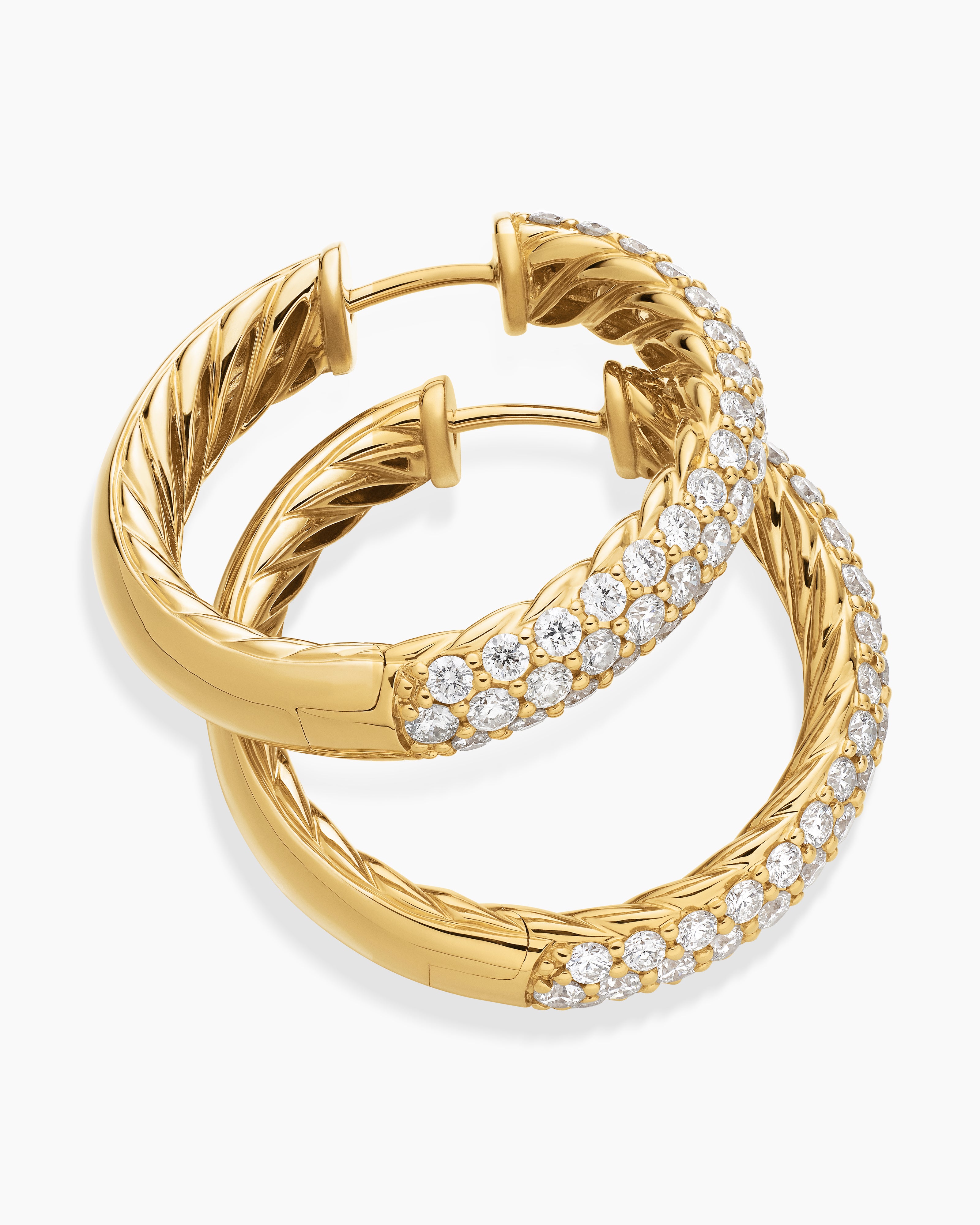 DY Mercer® Hoop Earrings 18K Yellow Gold with Diamonds, 25.4mm