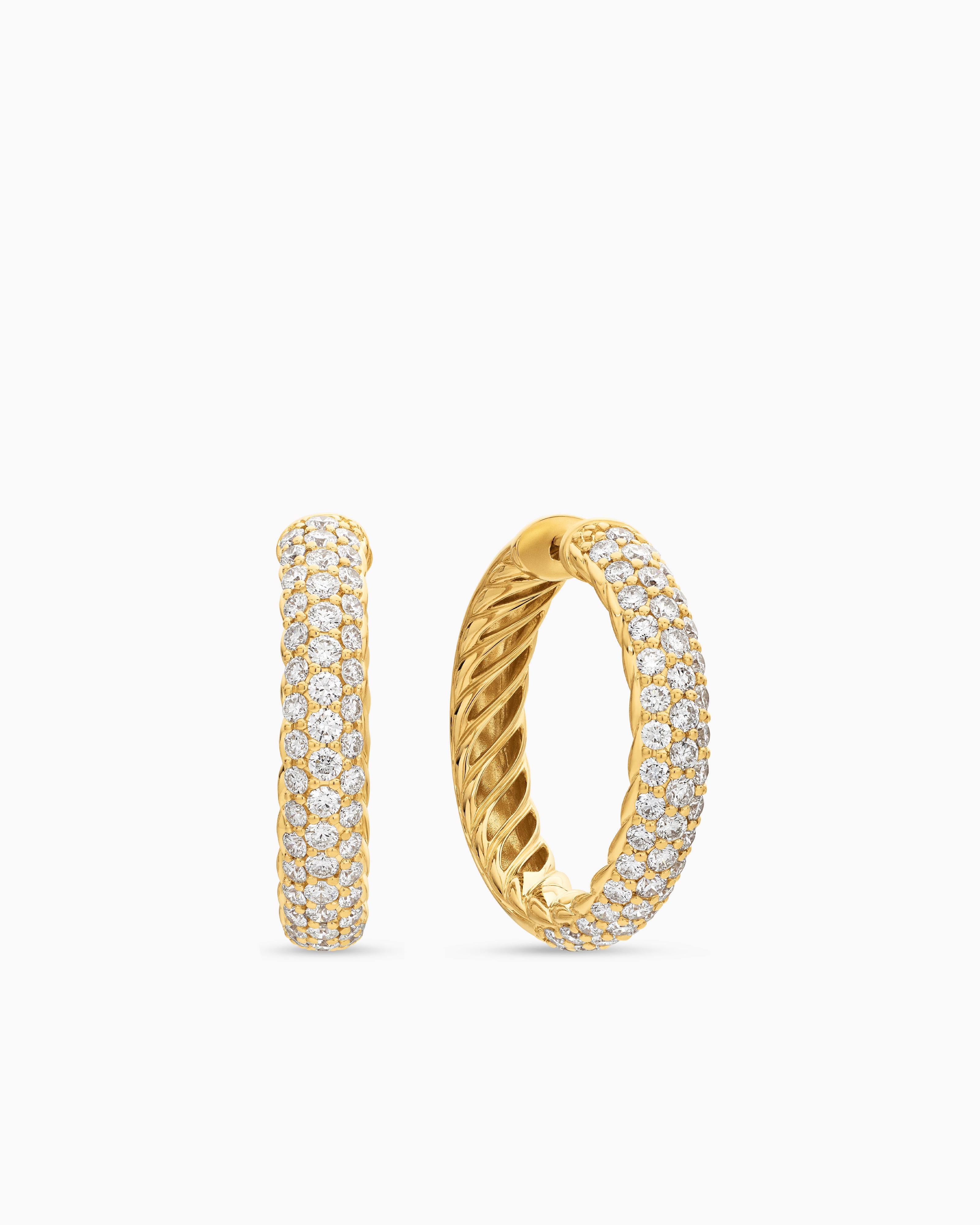 DY Mercer® Hoop Earrings 18K Yellow Gold with Diamonds, 25.4mm