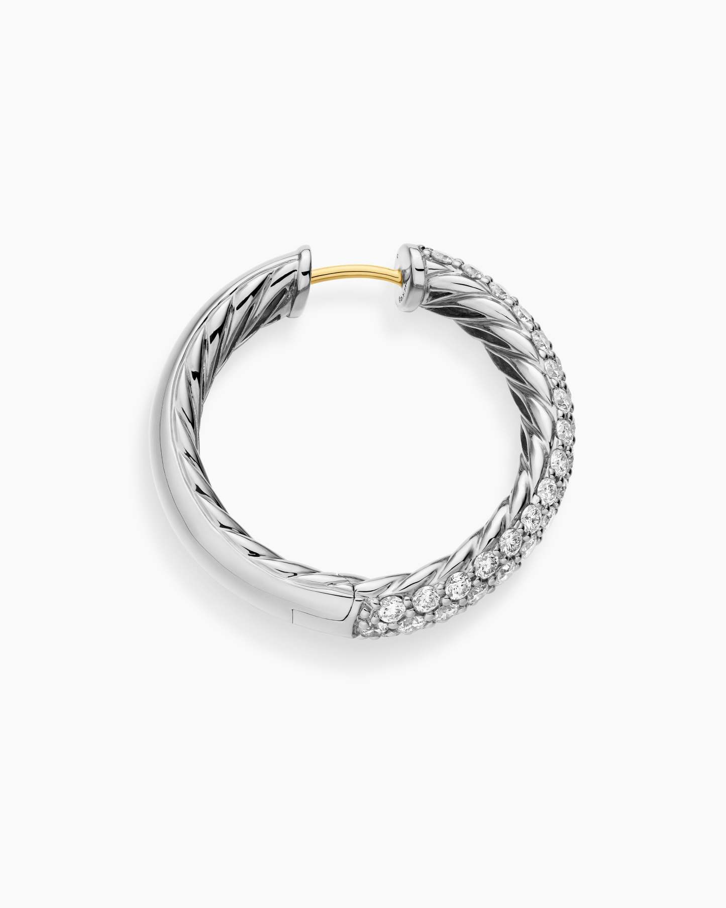 DY Mercer® Hoop Earrings Sterling Silver with Diamonds, 25.4mm