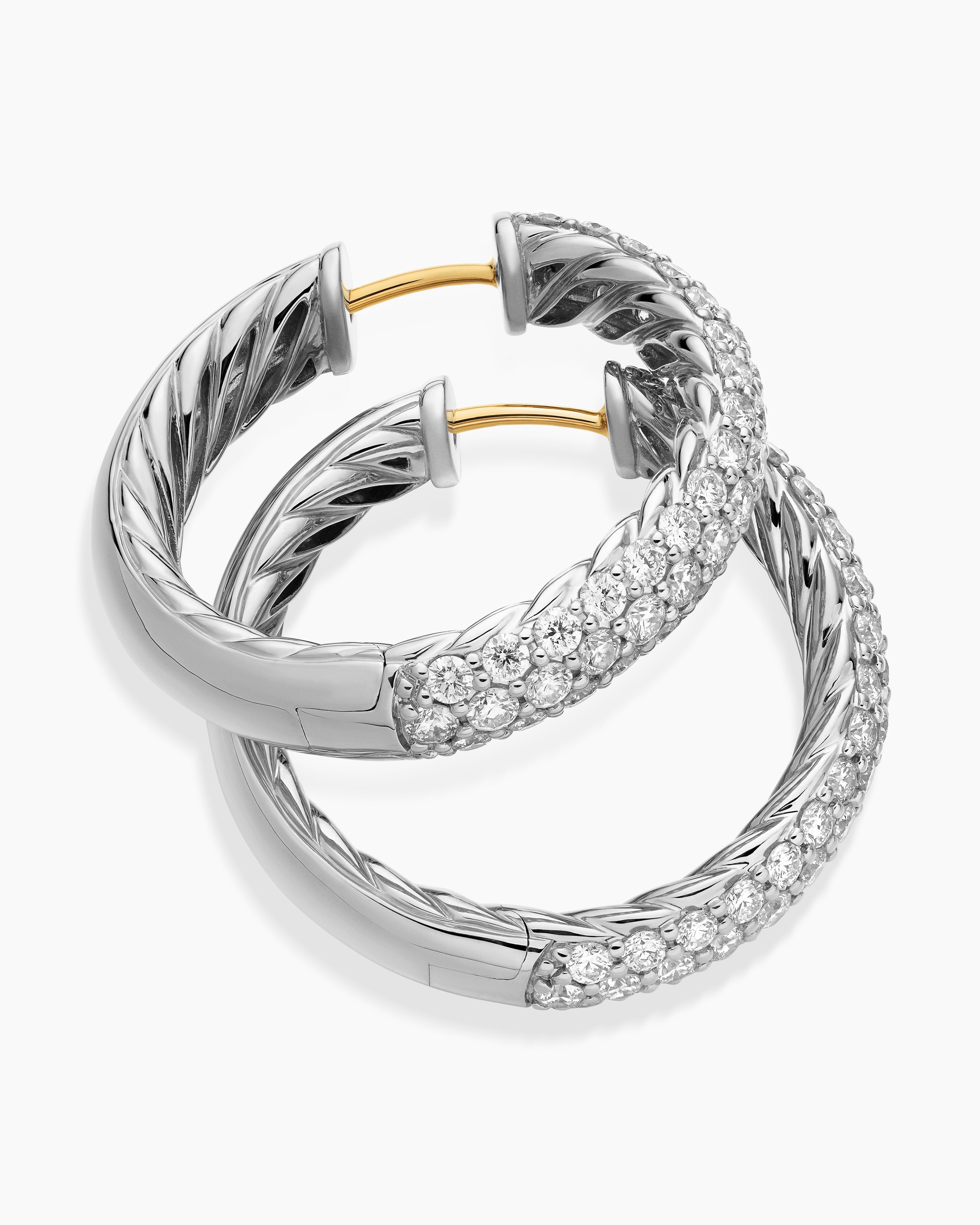DY Mercer® Hoop Earrings Sterling Silver with Diamonds, 25.4mm